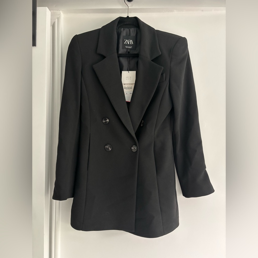 Zara Black Double-Breasted Blazer
